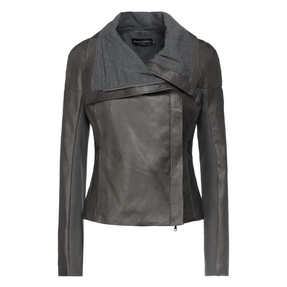 Street Leathers $527‎ Gray Leather Jacket Made In Italy Womens Small